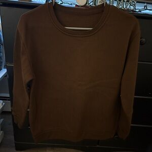 Elegant Brown Crew Neck Women's Sweater